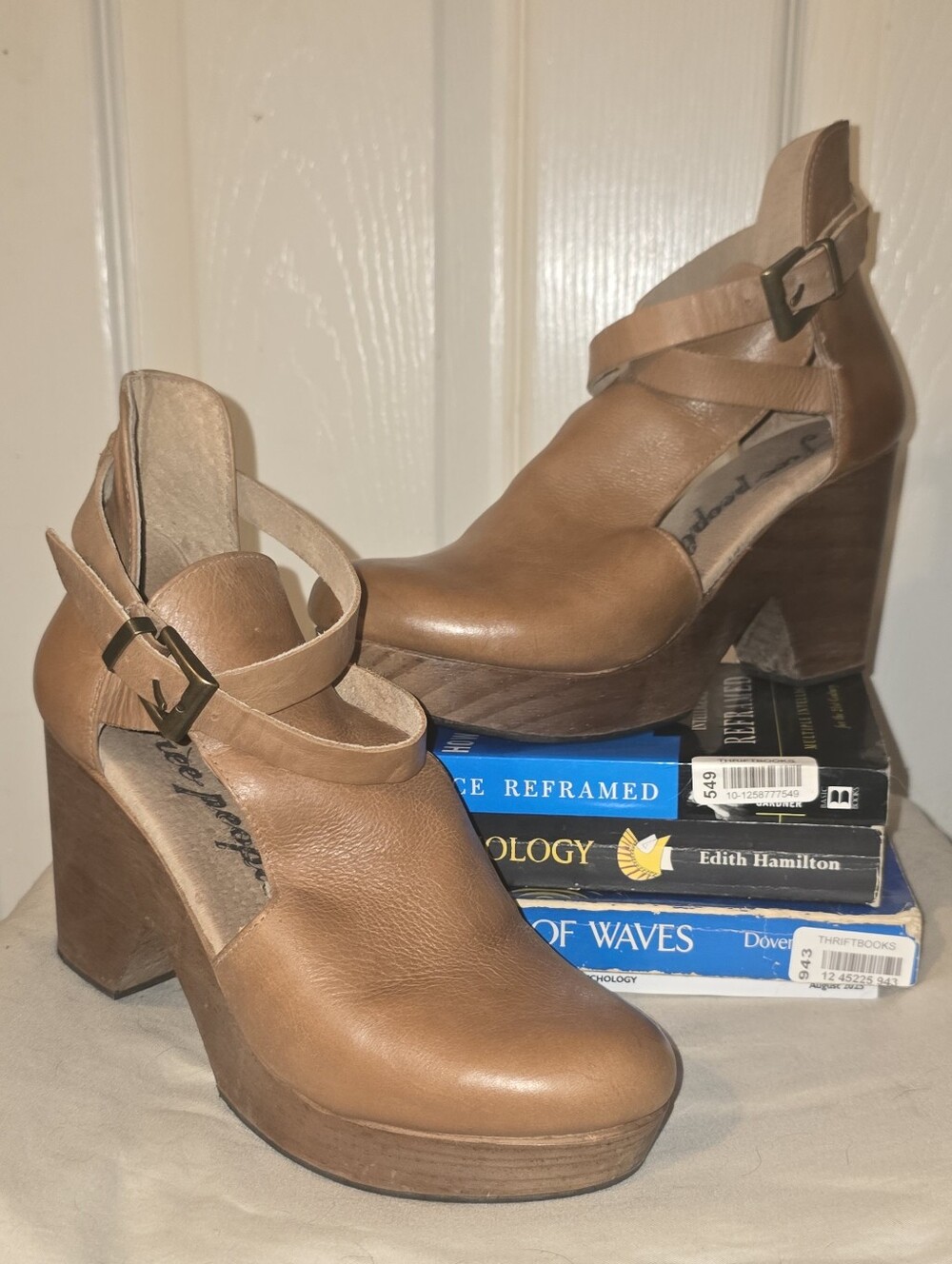 Free People Brown Leather Platform Heels EU 36 US 6 Made in Spain Boho